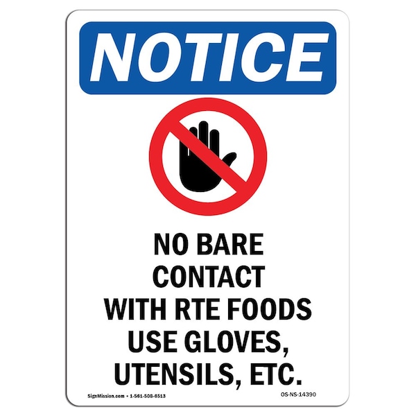 Safety Sign, OSHA Notice, 5" Height, No Bare Contact With Sign With Symbol, Portrait, 10PK